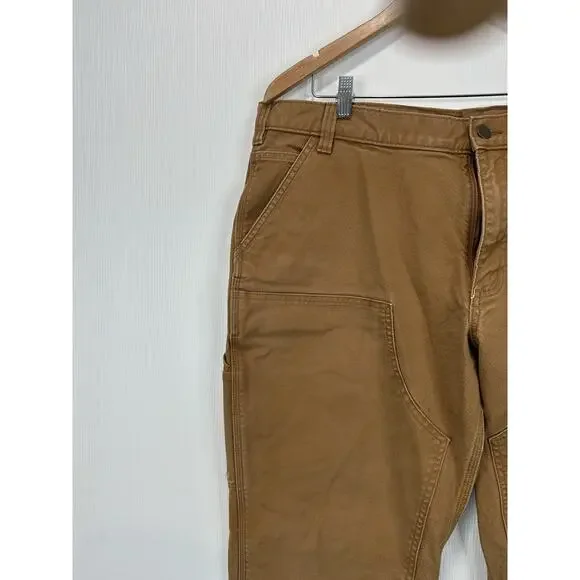 Vintage Carhartt Canvas Workwear Double Knee Carpenter Pants Size 40x30 Beige - Picture 2 of 9